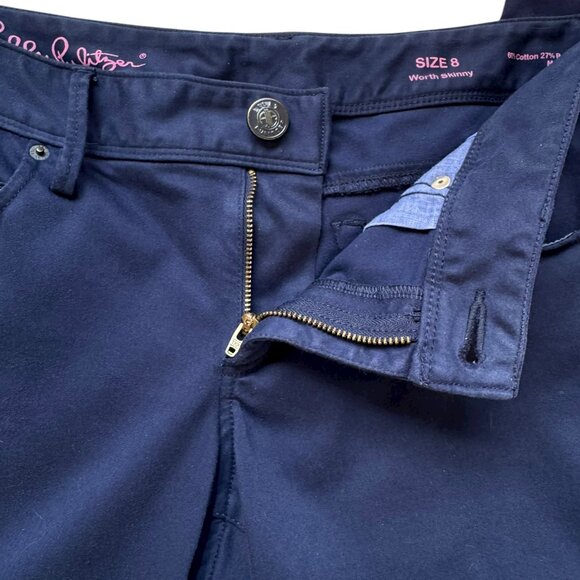 Lilly Pulitzer Worth Skinny Jeans Midnight Navy Blue Mid Rise Women's 5 Pocket 8 - Picture 6 of 12